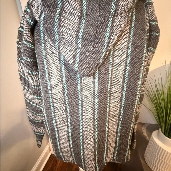 Inguana Men's Striped Charcoal and Teal Hoodie XL - Picture 2 of 5